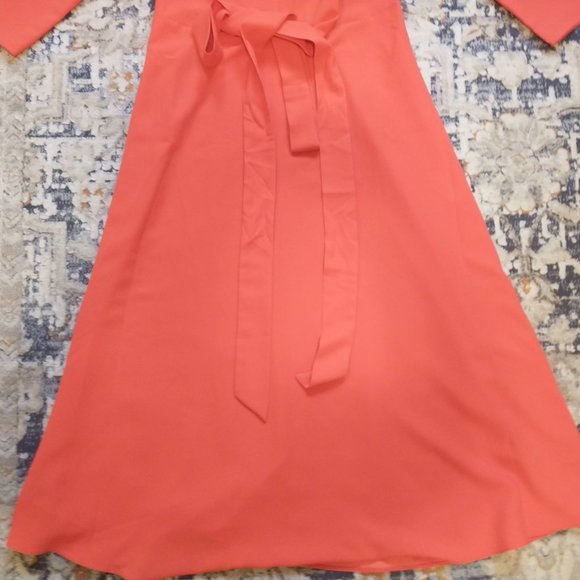 NWT ASOS Bright Orange Tie-Front Midi/Maxi Dress with 3/4 Sleeves - Sz US 2 - Picture 2 of 11